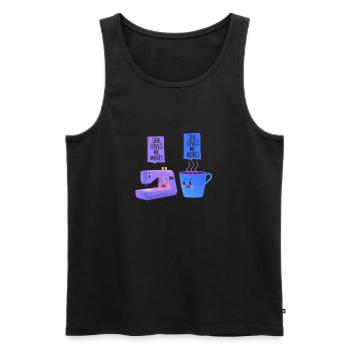 Nähmaschine Kaffee Lustig Nähen Quilten Näherin - Männer Premium Bio Tank Top - Schwarz - Vorne - Michal (187cm)