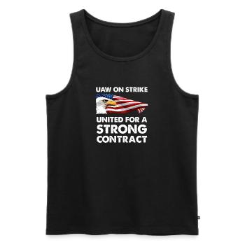 UAW streikt - Gemeinsam für einen starken Vertrag - Männer Premium Bio Tank Top - Schwarz - Vorne - AI Model Male 178 light (178cm)