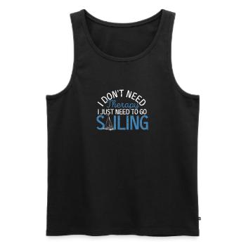 Ich brauche keine Therapie, ich muss nur segeln - Männer Premium Bio Tank Top - Schwarz - Vorne - Michal (187cm)
