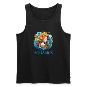 Embrassez votre identité Verseau: Aquarius Pride - Débardeur bio Premium Homme - noir - Devant - Michal (187cm)