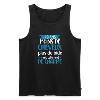 40 ans cadeau humour anniversaire homme beauf papa - Débardeur bio Premium Homme - noir - Devant - Michal (187cm)
