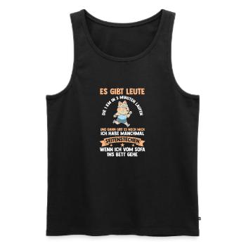 Katze Langschläfer Sportmuffel Morgenmuffel Lustig - Männer Premium Bio Tank Top - Schwarz - Vorne - Michal (187cm)