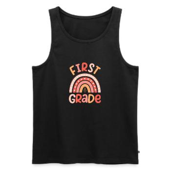 First Grade, 1st Team, Rainbow Teacher - Men's Premium Organic Tank Top - black - Front - AI Model Male 178 light (178cm)