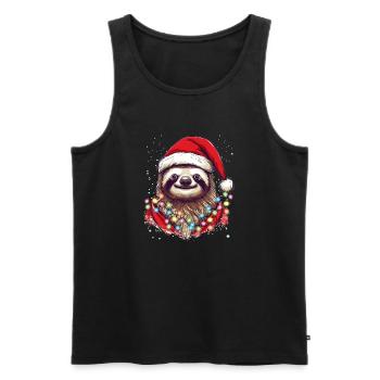 Merry Slothmas - Funny Cute Sloth Design Christmas - Men's Premium Organic Tank Top - black - Front - AI Model Male 178 light (178cm)
