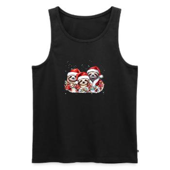Sloth Family Christmas, Mom, Dad, Baby Sloth Chris - Men's Premium Organic Tank Top - black - Front - AI Model Male 178 light (178cm)