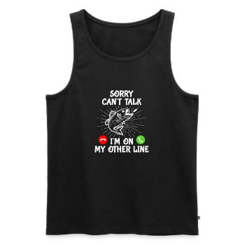 Funny Fishing I'm On My Other Line Fisherman - Men's Premium Organic Tank Top - black - Front - Michal (187cm)