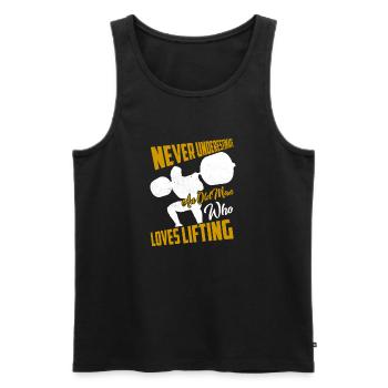 Never Underestimate An Old Man Who Loves Lifting T - Männer Premium Bio Tank Top - Schwarz - Vorne - AI Model Male 178 light (178cm)