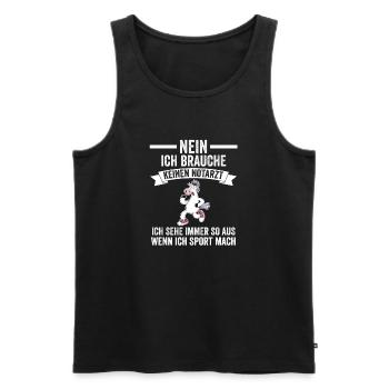 Sportmuffel Morgenmuffel Lustige Sprüche - Männer Premium Bio Tank Top - Schwarz - Vorne - Michal (187cm)
