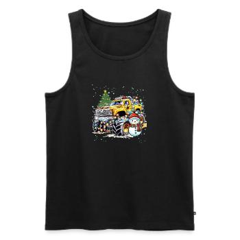 Noël Monster Truck Bonhomme de neige Lumières de Noël - Débardeur bio Premium Homme - noir - Devant - Michal (187cm)