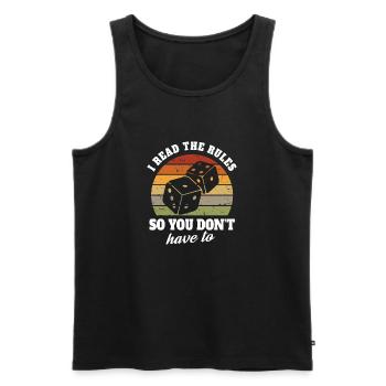 I read the rules so you don't have to - Männer Premium Bio Tank Top - Schwarz - Vorne - AI Model Male 178 light (178cm)