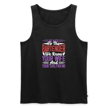 Be Nice To The Bartender Bartender Cocktail Barman - Men's Premium Organic Tank Top - black - Front - Michal (187cm)