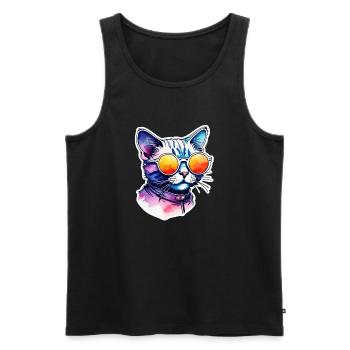 chat ou chaton - mignon - lunette de soleil - Débardeur bio Premium Homme - noir - Devant - Michal (187cm)