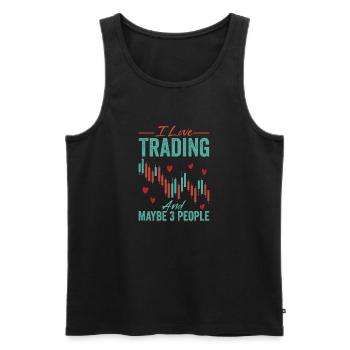 J’aime le trading et peut-être 3 personnes sur le marché boursier - Débardeur bio Premium Homme - noir - Devant - Michal (187cm)