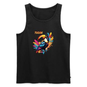 TOUCAN - Débardeur bio Premium Homme - noir - Devant - AI Model Male 178 light (178cm)