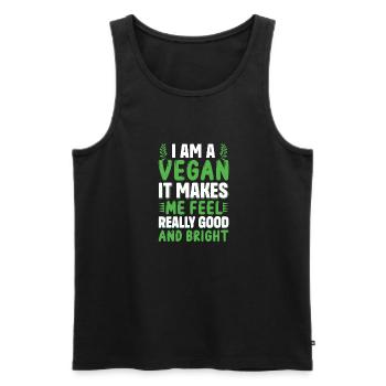 I am a vegan it makes me feel really good... - Men's Premium Organic Tank Top - black - Front - AI Model Male 178 light (178cm)