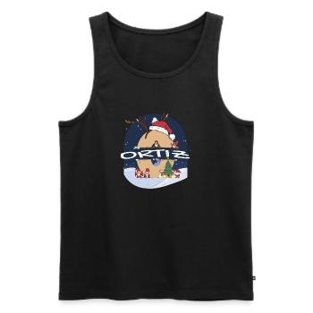 Awesome Ortiz Name w Santa Hat in Xmas Theme - Men's Premium Organic Tank Top - black - Front - Michal (187cm)