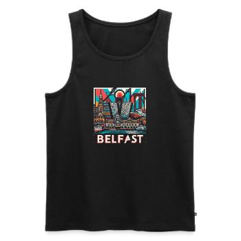 Belfast Nordirland - Vintage Cityscrape - Männer Premium Bio Tank Top - Schwarz - Vorne - Michal (187cm)