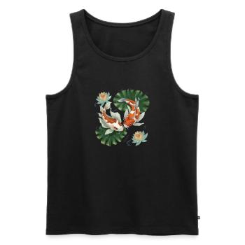 Koi Karpfen Lotusblume Japan Japanisch - Männer Premium Bio Tank Top - Schwarz - Vorne - Michal (187cm)