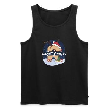 Awesome Reyes Name mit Weihnachtsmütze im Weihnachtsthema - Männer Premium Bio Tank Top - Schwarz - Vorne - Michal (187cm)