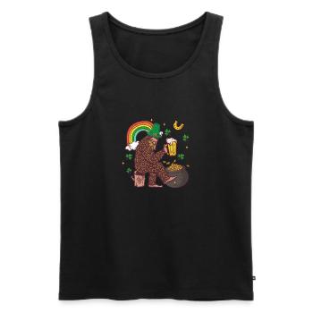Leprechaun Bigfoot Saint Patricks Day Regenbogen - Männer Premium Bio Tank Top - Schwarz - Vorne - AI Model Male 178 light (178cm)
