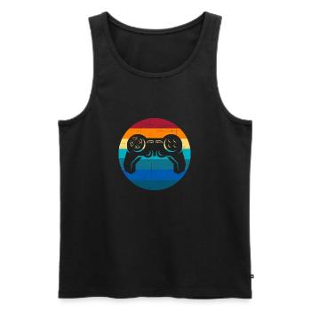 Kontrolliertes Chaos – Gaming wie es sein soll - Männer Premium Bio Tank Top - Schwarz - Vorne - AI Model Male 178 light (178cm)