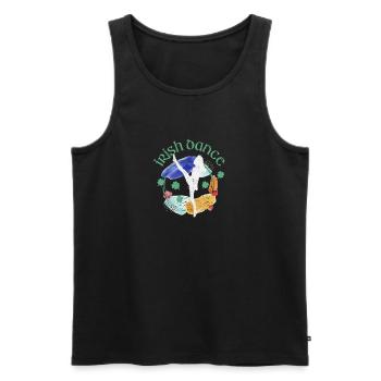 Danse irlandaise Drôle de la Saint-Patrick Danse Irlande - Débardeur bio Premium Homme - noir - Devant - Michal (187cm)