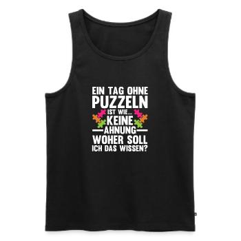 Puzzlefan Puzzler Puzzleteile Puzzle - Männer Premium Bio Tank Top - Schwarz - Vorne - AI Model Male 178 light (178cm)