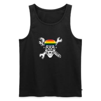LGBTQ Pride Biker Totenkopf Motorrad Regenbox Helm - Männer Premium Bio Tank Top - Schwarz - Vorne - Michal (187cm)