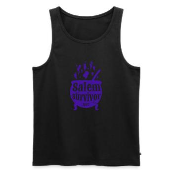 Funny Salem Witch Trial Survivor Halloween - Men's Premium Organic Tank Top - black - Front - AI Model Male 178 light (178cm)
