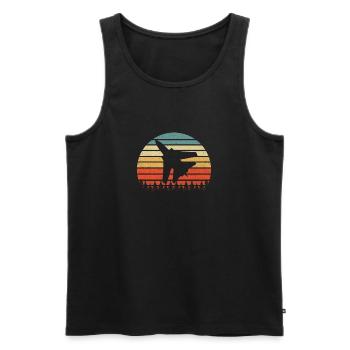 Pilot Fighter Jet Retro Sunset - Men's Premium Organic Tank Top - black - Front - AI Model Male 178 light (178cm)