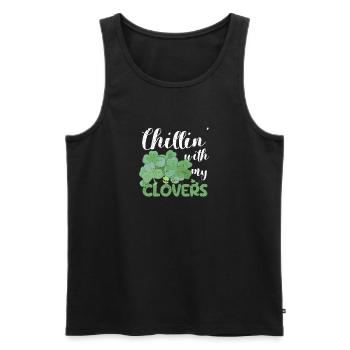 Chillin With My Shamrocks Funny Irish - Men's Premium Organic Tank Top - black - Front - AI Model Male 178 light (178cm)