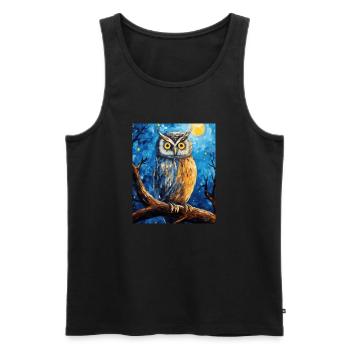 Peinture Night Owl van Gogh - Débardeur bio Premium Homme - noir - Devant - Michal (187cm)