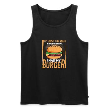 Je suis désolé pour ce que j’ai dit avant d’avoir mon hamburger M - Débardeur bio Premium Homme - noir - Devant - AI Model Male 178 light (178cm)