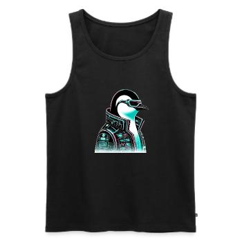 Cyberpunk Pingouin Conception graphique - Débardeur bio Premium Homme - noir - Devant - AI Model Male 178 light (178cm)