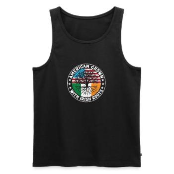 Cultivé aux États-Unis avec des racines irlandaises Irlande - Débardeur bio Premium Homme - noir - Devant - AI Model Male 178 light (178cm)