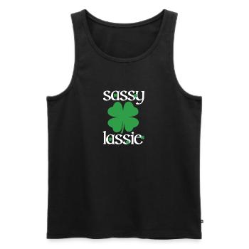 Sassy Lassie Irish Heritage Ireland Shamrock - Men's Premium Organic Tank Top - black - Front - Michal (187cm)