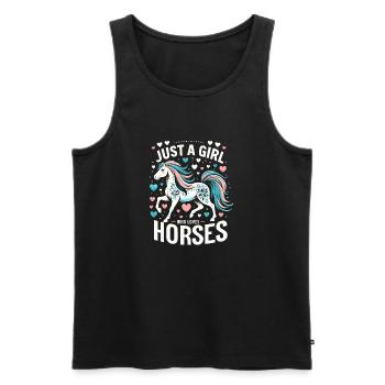 Horse Lover Gift Just A Girl Who Loves Horses - Men's Premium Organic Tank Top - black - Front - AI Model Male 178 light (178cm)