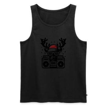 Retro Christmas Reindeer Santa Hat - Men's Premium Organic Tank Top - black - Front - Michal (187cm)