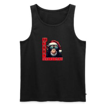 Merry Christmas Schimpanse mit Sonnenbrille - Männer Premium Bio Tank Top - Schwarz - Vorne - Michal (187cm)