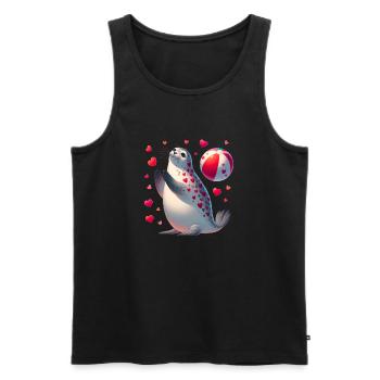 T-shirt amusant à la plage pour la Saint-Valentin, sceau d'amour - Débardeur bio Premium Homme - noir - Devant - Michal (187cm)