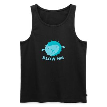 Blow Me T-Shirt - Funny Blowfish Joke Rude Fish - Men's Premium Organic Tank Top - black - Front - AI Model Male 178 light (178cm)