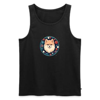 Chien de Poméranie Noël, Chiens d’amour - Débardeur bio Premium Homme - noir - Devant - Michal (187cm)