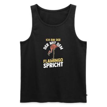 Ich bin der mit dem Flamingo spricht - Männer Premium Bio Tank Top - Schwarz - Vorne - Michal (187cm)