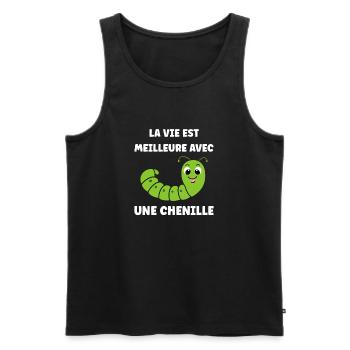 Chenilles insecte Amour petite chenille - Débardeur bio Premium Homme - noir - Devant - AI Model Male 178 light (178cm)