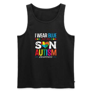 I'm wearing blue for autism awareness month - Men's Premium Organic Tank Top - black - Front - Michal (187cm)