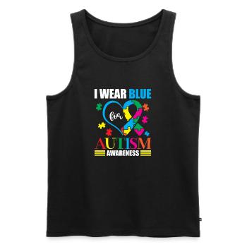 I'm wearing blue for autism awareness month - Men's Premium Organic Tank Top - black - Front - Michal (187cm)
