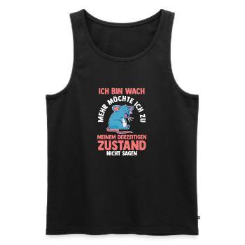 Morgenmuffel Faulenzer Ratte - Männer Premium Bio Tank Top - Schwarz - Vorne - Michal (187cm)