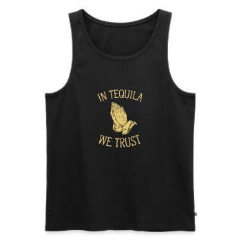 En Tequila We Trust T-Shirt - Mains De Prière Drôle - Débardeur bio Premium Homme - noir - Devant - Michal (187cm)