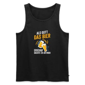 Als Gott Bier Erschuf Dachte Er An Mich - Männer Premium Bio Tank Top - Schwarz - Vorne - Michal (187cm)
