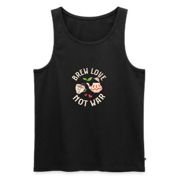 Brew love, not war Tea Drinker Mug Tea Bag - Männer Premium Bio Tank Top - Schwarz - Vorne - Michal (187cm)